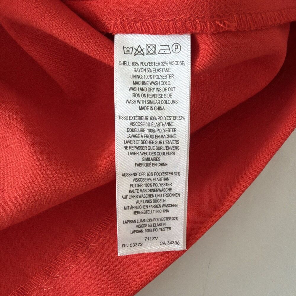 French Connection Womens Sz US 4 Whisper Faux Wrap Dress Red V-Neck Resort EUC - Picture 9 of 14